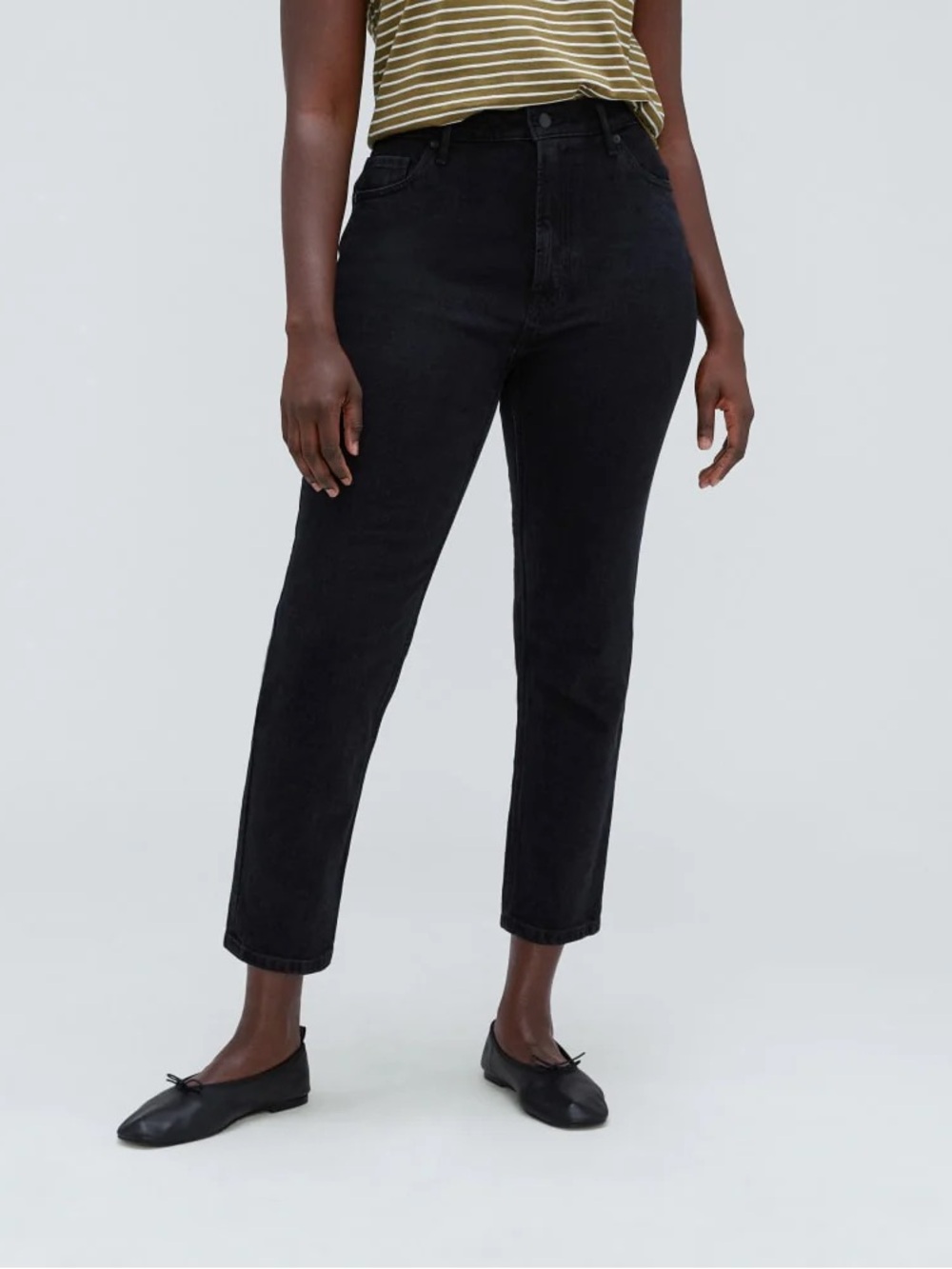 NWT Everlane Size 33 Curvy Cheeky Straight Leg Jean High Rise Ankle Black